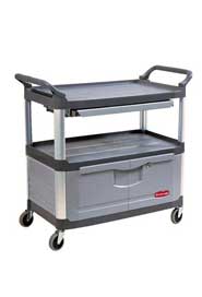 Utility Cart 4094 Three Shelves X-Tra with Lockable Cabinet #RB004094GRI