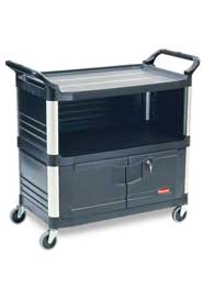 Service Cart with 3-Shelf, 3 End Panels and Lockable Doors Rubbermaid 4094 #RB004095NOI