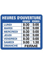 Affiche électrostatique des heures d'ouverture ,Français #FB051383700