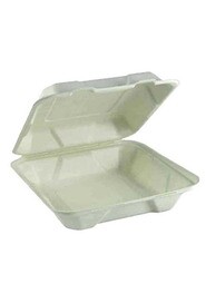 Hinged White Bagasse Container #EC725493000