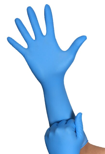 Blue Nitrile Gloves 8 Mils With Extended Cuff and Powder Free #SE0DN1080XL