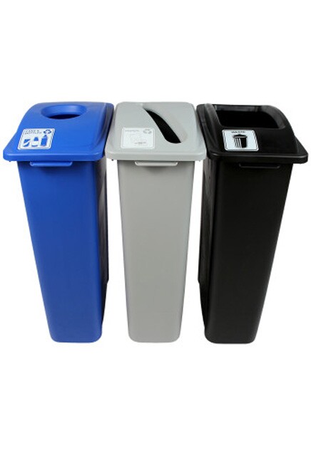 WASTE WATCHER Recycling Station for Waste, Cans and Papers 69 Gal #BU101062000