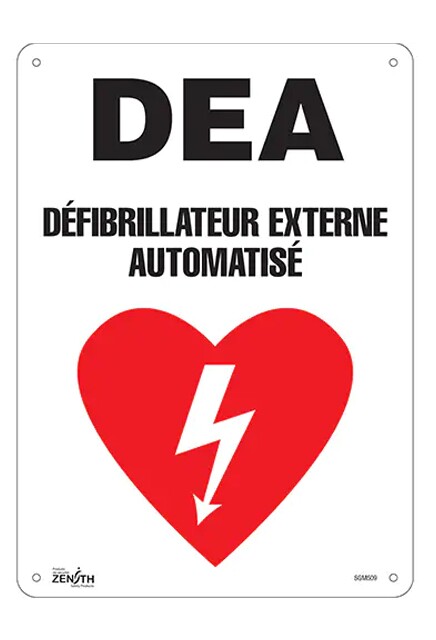 "DEA", Défibrillateur Externe Automatisé, Safety Sign #TQSGM506000