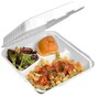 Compostable Hinged Bagasse Containers, 3 Sections