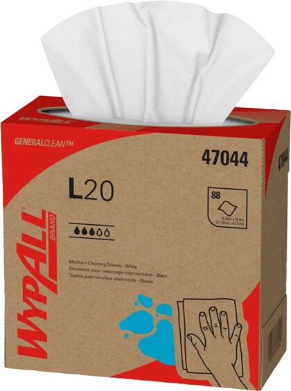 Wypall L20 Chiffons de nettoyage en boîte pop-up blanc #KC047044000