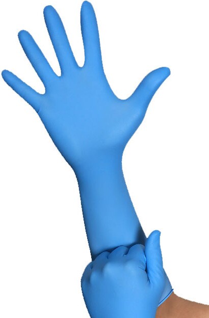 Blue Nitrile Gloves 8 Mils With Extended Cuff and Powder Free #SE0DN10800M