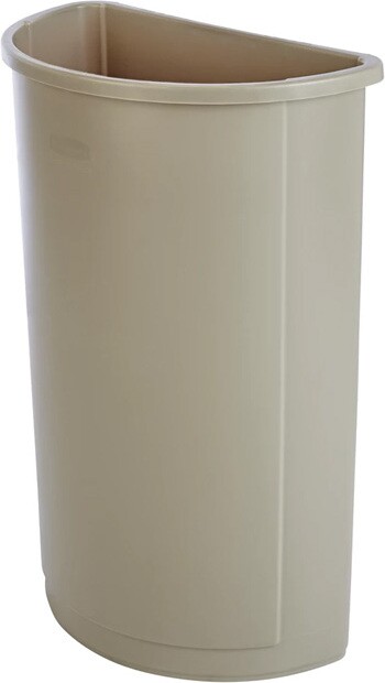 Rubbermaid 21 gal. Untouchable Waste Container, Half-Round, Plastic, Gray