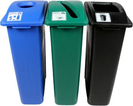 WASTE WATCHER Recycling Station for Waste, Cans and Papers 69 Gal #BU101061000