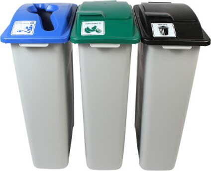 WASTE WATCHER Recycling Station Waste, Recycling and Organics 69 Gal #BU100973000