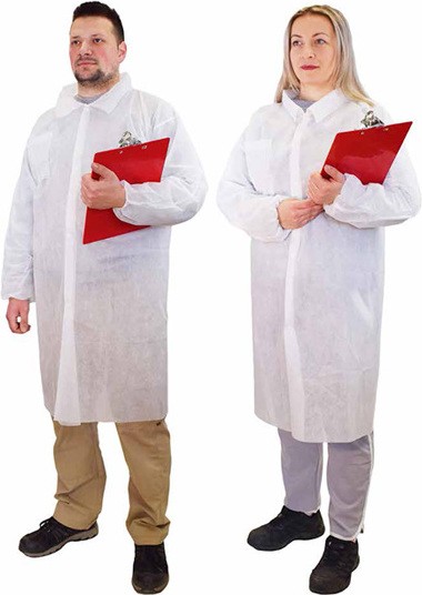 White Polypropylene Disposable Lab Coat #GL007715000