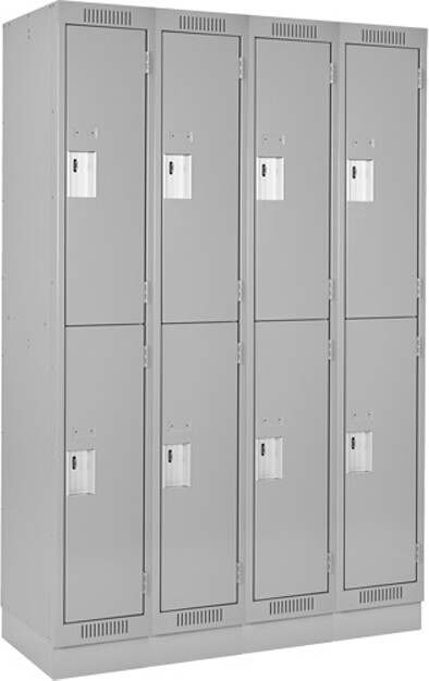 Bank of 4 2-tiers Steel Clean-Line™ Lockers, Assembled #TQ0FJ231000