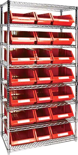 Heavy-Duty Wire Shelving Units and Storage Bins, 8 Tiers #TQ0RL842000