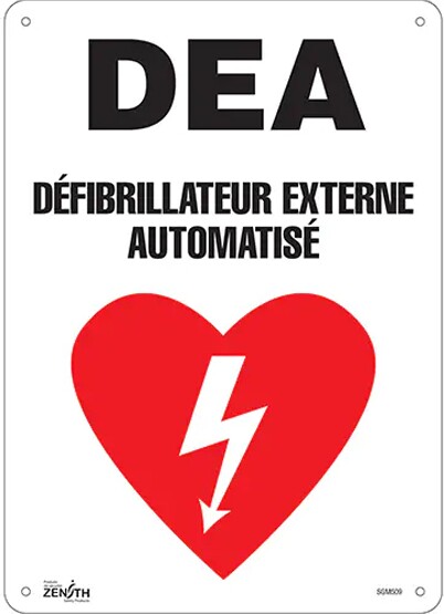 "DEA", Défibrillateur Externe Automatisé, Safety Sign #TQSGM506000