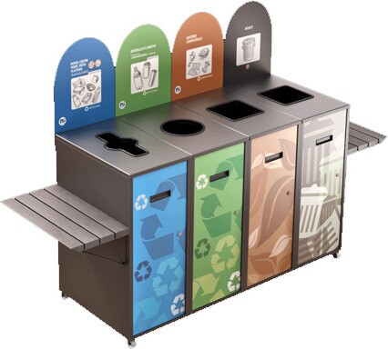 MULTIPLUS 4-Stream Recycling Station with Shelve 87L #NIMU874TGRI