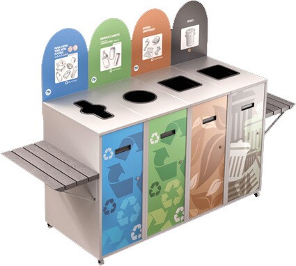 MULTIPLUS 4-Stream Recycling Station with Shelve 87L #NIMU874TBLA