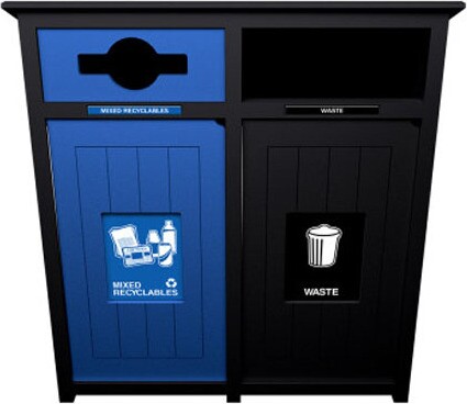 AURA Double Mixed Recycling Containers with Panel 64 Gal #BU111860000