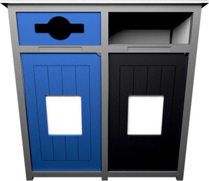 AURA Mixed Recycling Containers with Panel 64 Gal #BU179113000