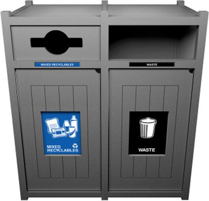 VISION Grey Mixed Recycling Station with Panel 64 Gal #BU111863000